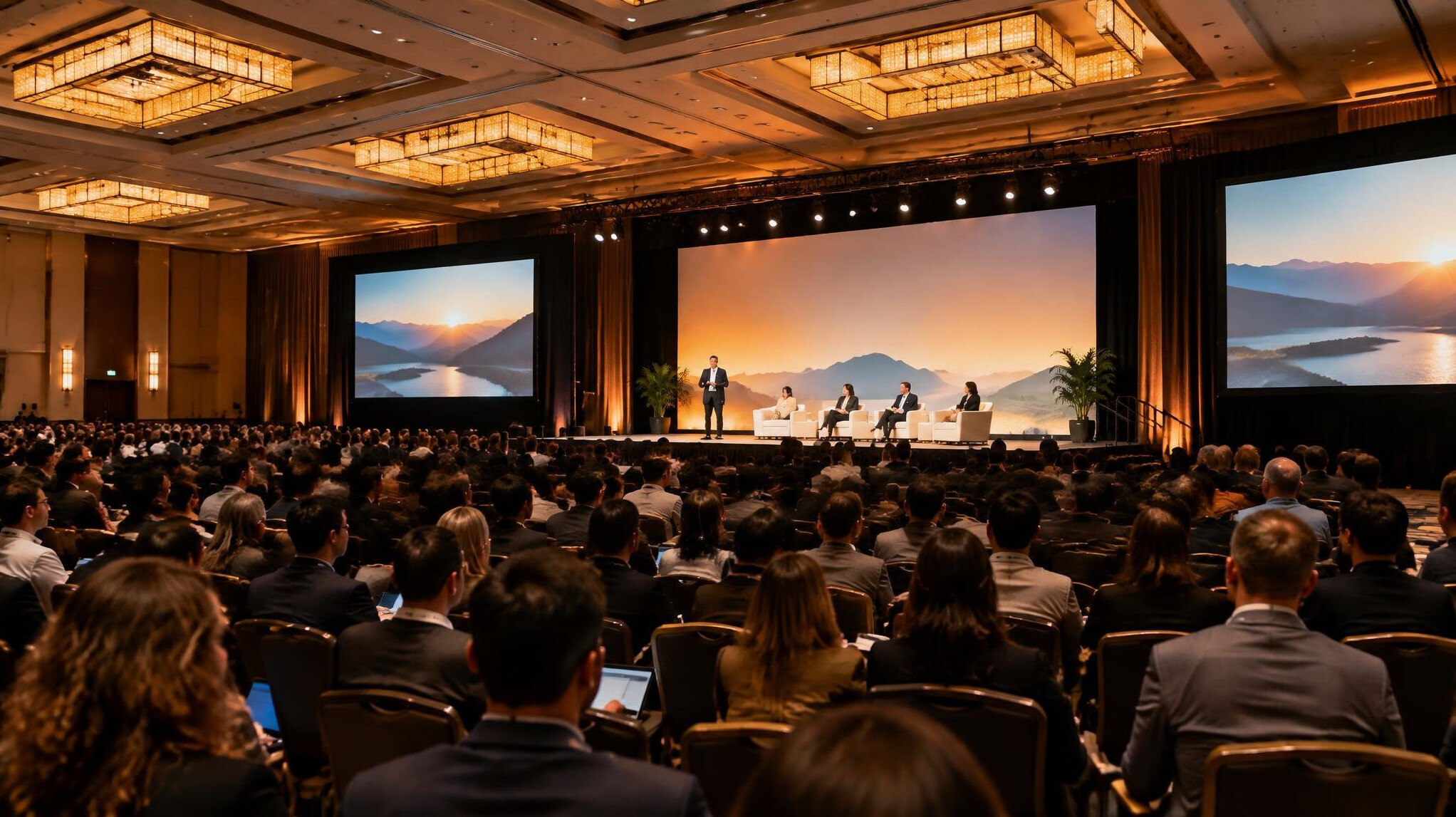Conference hall with audience and stage